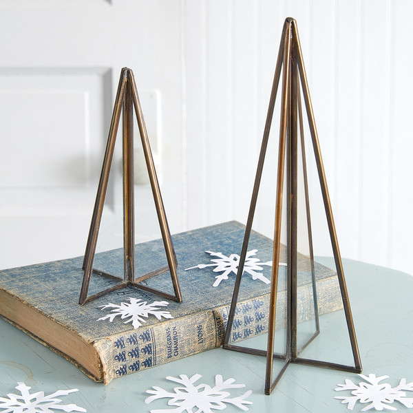 Set Of Two Glass Panel Tabletop Trees 370801 By CTW Home