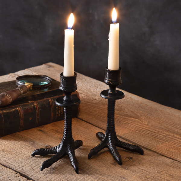 Set Of Two Crows Feet Taper Candle Holders 370805 By CTW Home