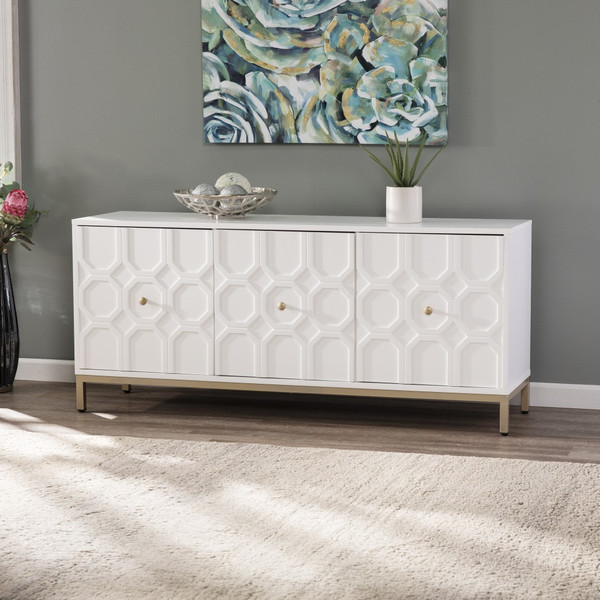 White And Gold Moroccan Dynasty Three Door Accent Cabinet 401681 By Homeroots