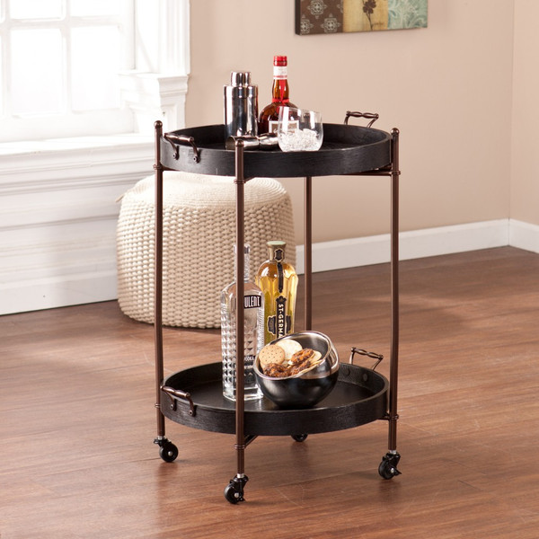 Spyro Black And Bronze Rolling Bar Cart Server 401706 By Homeroots