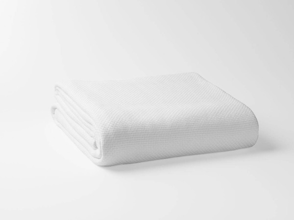 White Premium Organic Cotton Basket Weave Queen Size Blanket 403089 By Homeroots