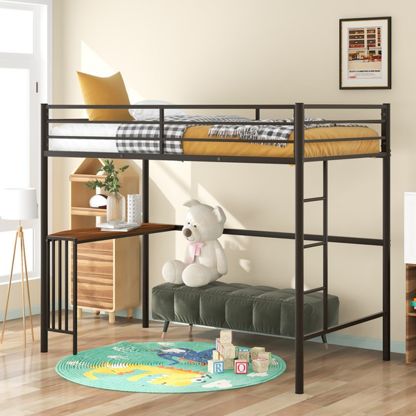 Black Metal Twin Size Loft Bed With Desk 403642 By Homeroots