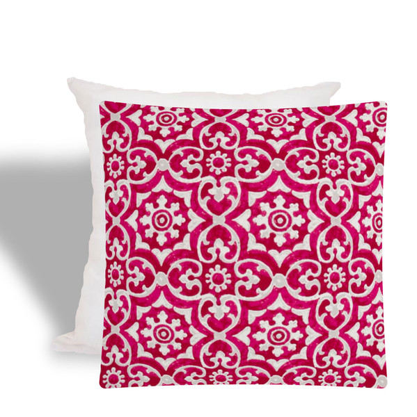 17" Pink Medallion Indoor Outdoor Zippered Pillow 409102 By Homeroots
