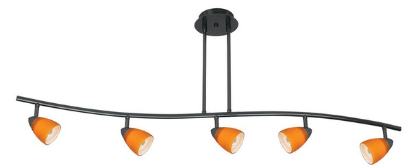 SL-954-5-DB/AM 5 Track Light With Amber Glass Shade by Calighting