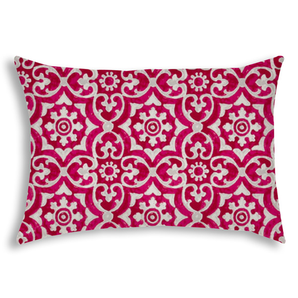 Pink Medallion Indoor Outdoor Sewn Lumbar Pillow 416281 By Homeroots