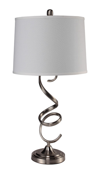 Contemporary Silver Table Lamp With White Shade 468496 By Homeroots