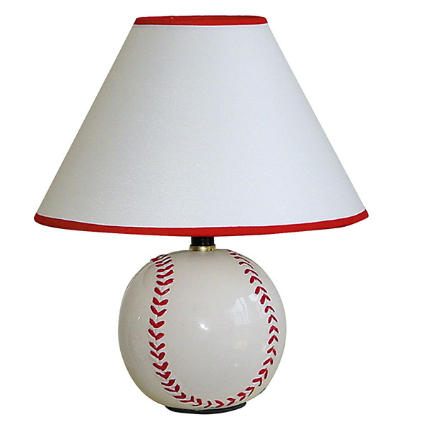 Baseball Shaped Table Lamp With White Shade 468509 By Homeroots