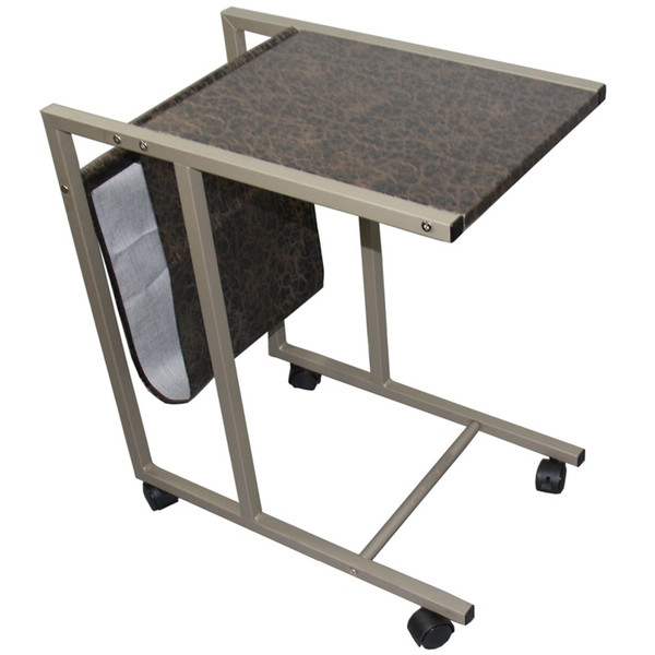 Modern Black And Brown Faux Granite Metal Laptop Cart Desk 469108 By Homeroots