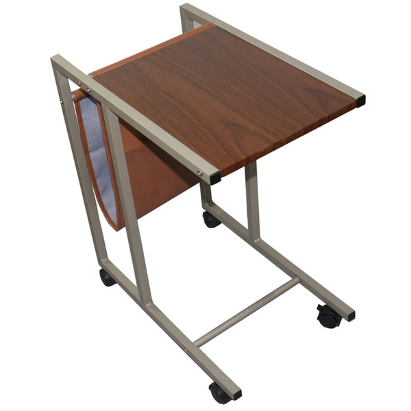Modern Brown Faux Woodgrain Metal Laptop Cart Desk 469109 By Homeroots