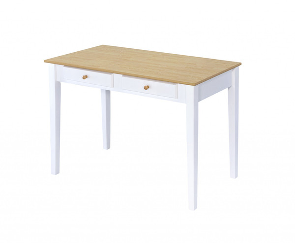 Wood And White Finish Cottage Desk With 2 Drawers 469111 By Homeroots