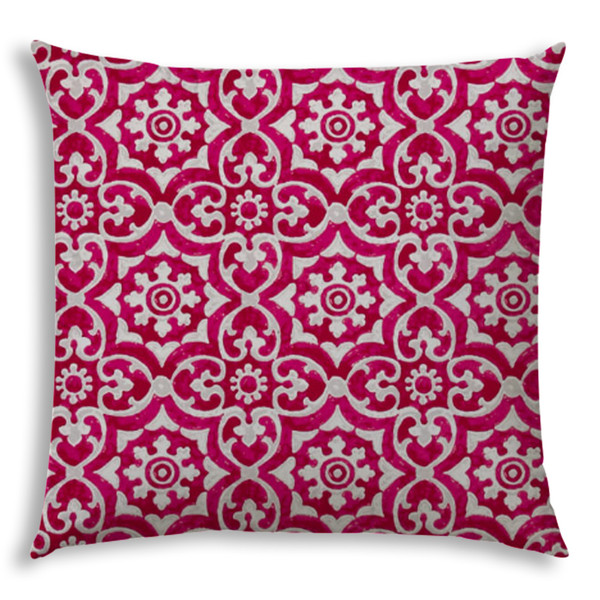 20" Pink Medallion Indoor Outdoor Zippered Pillow Cover 472690 By Homeroots