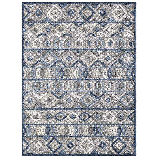 2' X 4' Gray Blue Aztec Pattern Indoor Outdoor Area Rug 473665 By Homeroots