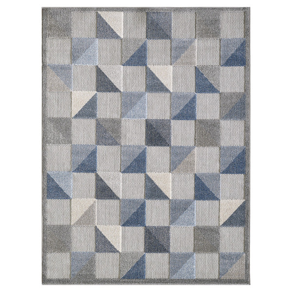 5' X 7' Blue Gray Triangle Indoor Outdoor Area Rug 473679 By Homeroots