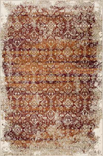 5' X 8' Rust Ivory Distressed Diamonds Area Rug 475616 By Homeroots