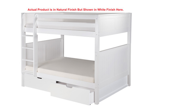 Camaflexi Full Over Full Bunk Bed w/ Drawers-Panel Headboard-Natural C1621_DR