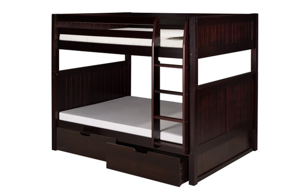 Camaflexi Full Over Full Bunk Bed w/ Drawers-Panel Headboard-Cappuccino C1622_DR