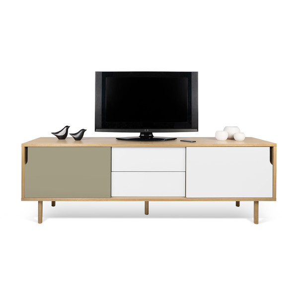 TemaHome Dann Sideboard 201 w/ Wood Legs - Oak / Pure White & Matte Grey - 9500.40148