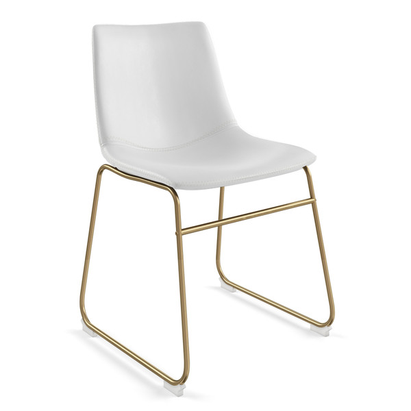 Aeon White Dining Chair With Gold Frame - Set Of 2 AE47163-G-White