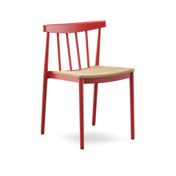 Aeon Red Plastic Dining Chair With Wood Seat - Set Of 2 AE5038-Red