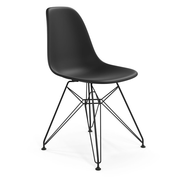 Aeon Black Matte Fiberglass Dining Chair With Polished Stainless Steel CH16136-BlkMatte-SS