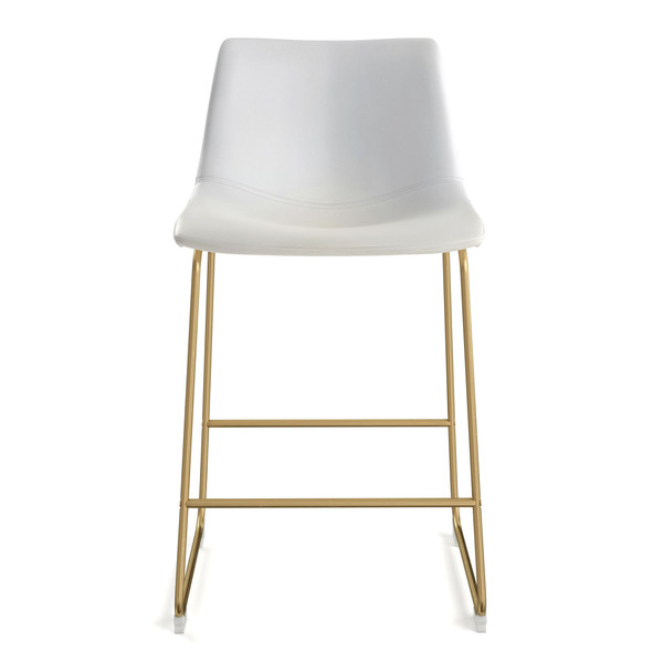 Aeon White Counter Stool With Gold Frame - Set Of 2 AE17163-G-White