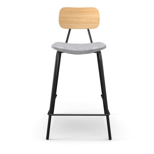 Aeon Grey Faux Leather Counter Stool With Natural Finished Back - Set Of 2 AE9087-Ctr-Grey