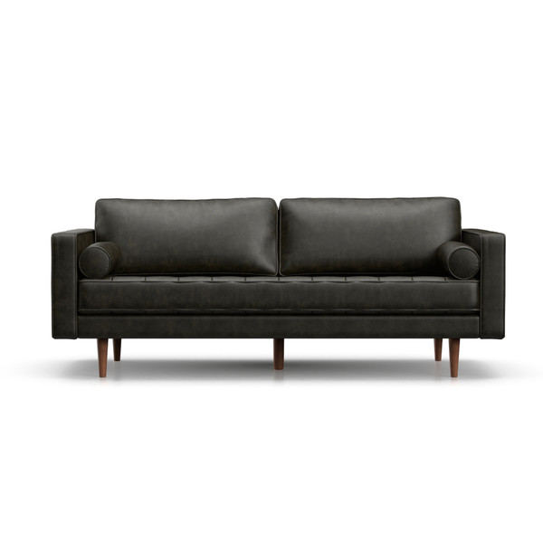 Aeon Zander Black Leather Sofa AETH63-Black