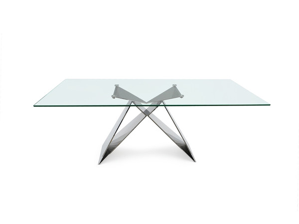 Eiffel Clear Temp. Glass /Polished Stainless Steel Dining Table CB-103