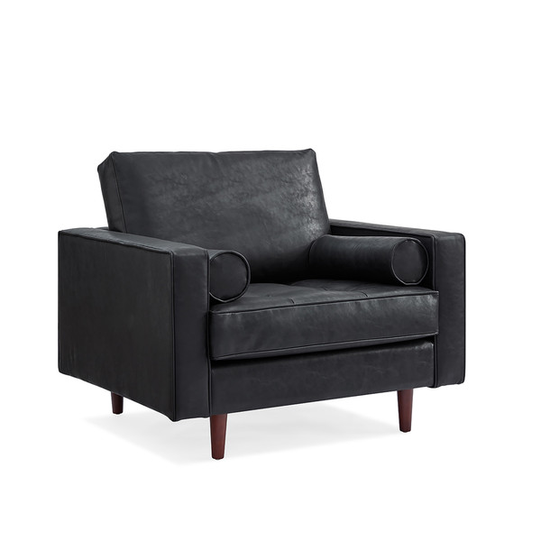 Aeon Vintage Black Leather Zander Accent Chair AETH61-Black