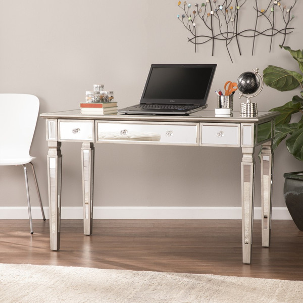 Silver Matte Mirrored Writing Desk 402057 By Homeroots