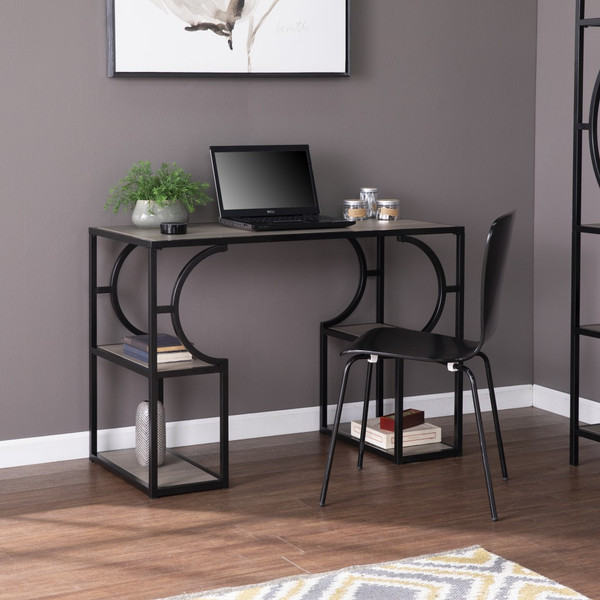 Wood And Iron Writing Desk With Storage 402074 By Homeroots