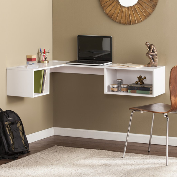 White Wall Mount Corner Desk 402077 By Homeroots