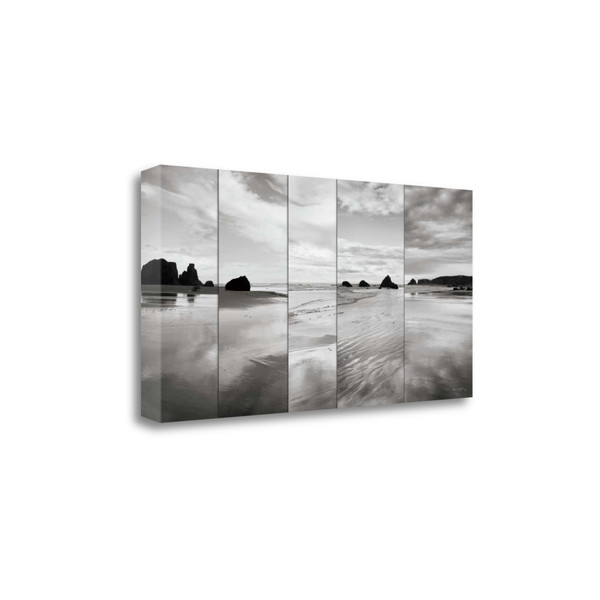 39" Modern Black And White Beach Giclee Wrap Canvas Wall Art 457364 By Homeroots