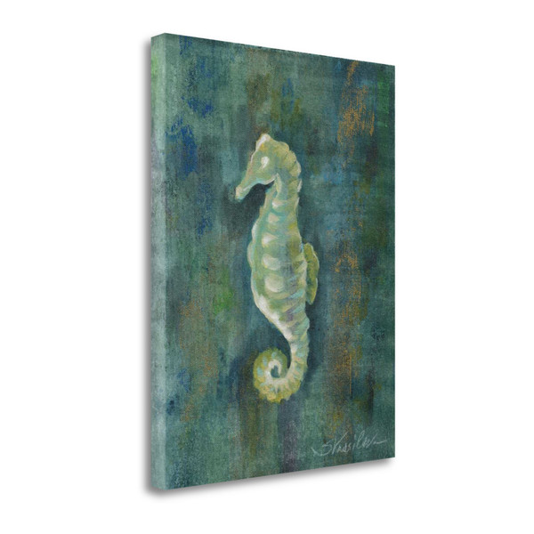 25" Aqua Blue Seahorse Giclee Wrap Canvas Wall Art 463969 By Homeroots