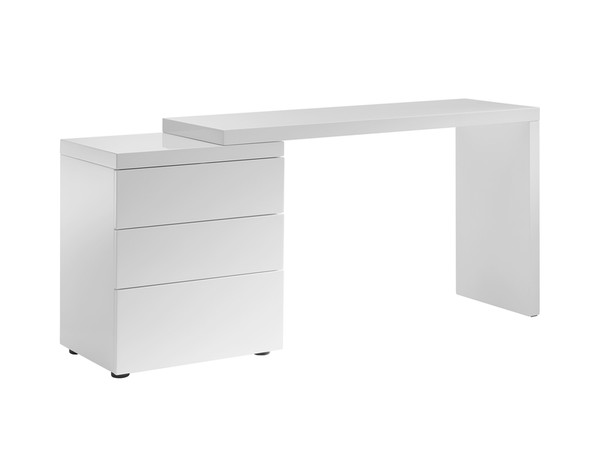 Nest High Gloss White Lacquer Extendable Office Desk CB-4723-WHDESK