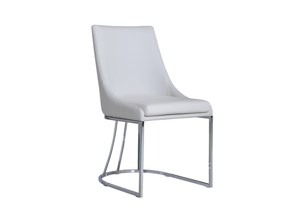 Creek White Eco-Leather / Stainless Legs Dining Chair CB-F3185-W