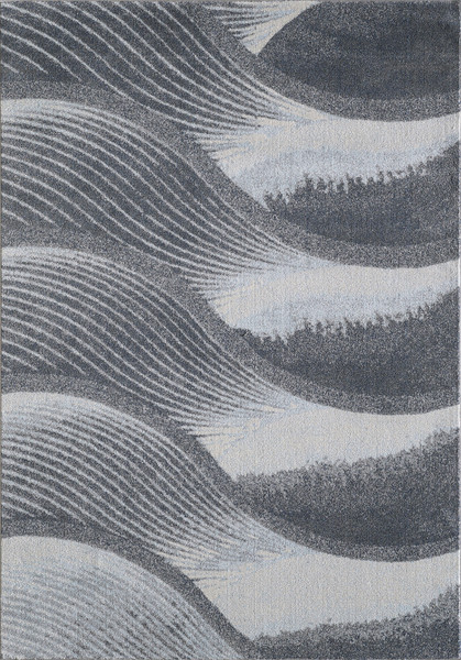 10' X 13' Gray Blue Abstract Waves Modern Area Rug 475276 By Homeroots