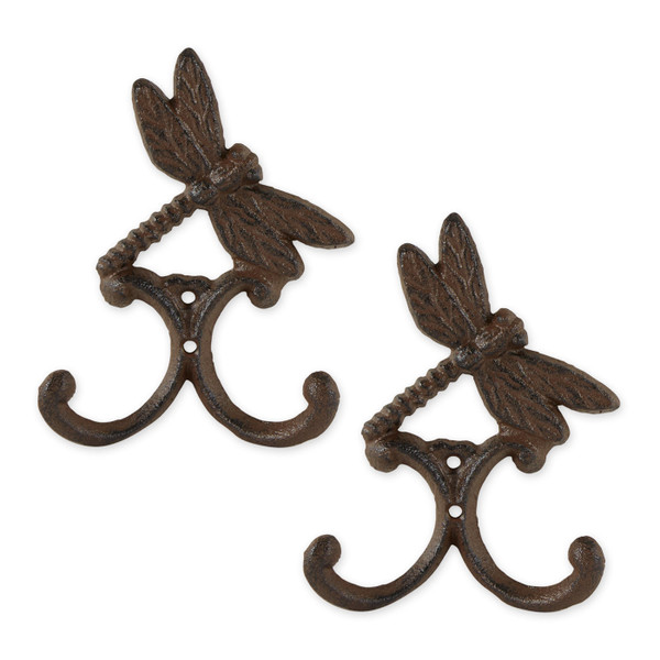 AE Wholesale Cast Iron Dragonfly Wall Hooks - Set Of 2 4506584