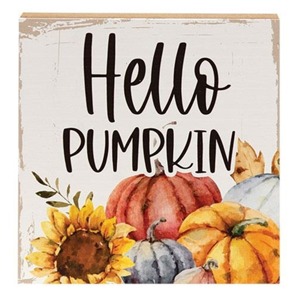 Hello Pumpkin Square Block G24141 By CWI Gifts