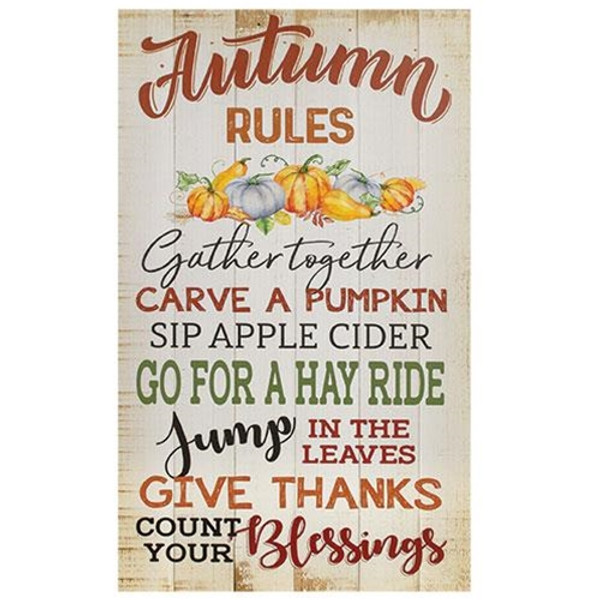 Autumn Rules Wooden Sign G24318 By CWI Gifts