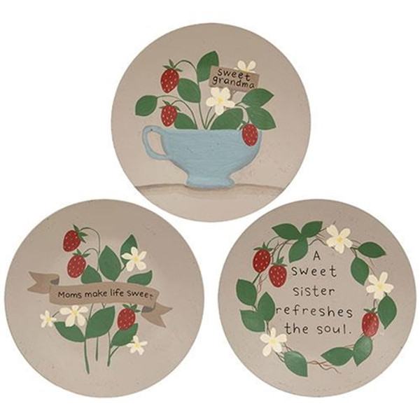 *Sweet Strawberry Plate 3 Asstd. (Pack Of 3) G35785 By CWI Gifts