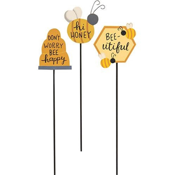 Bee Plant Poke 3 Asstd. (Pack Of 3) G35810 By CWI Gifts