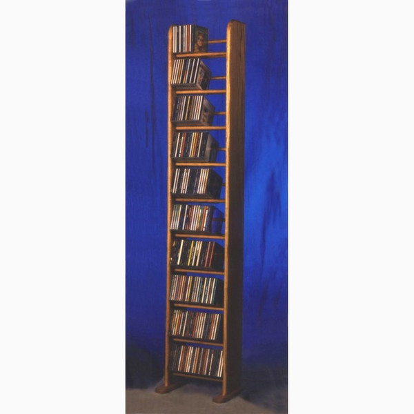 1004 Wood Shed Solid Oak 10 Row Dowel Tower CD Rack