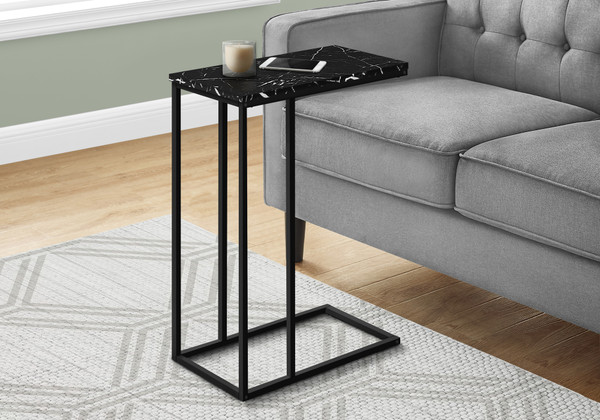 Accent Table - 25"H - Black Marble - Black Metal I 3763 By Monarch