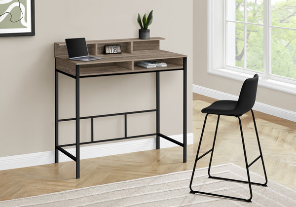 Computer Desk - 48"L - Dark Taupe - Black Standing Height I 7702 By Monarch