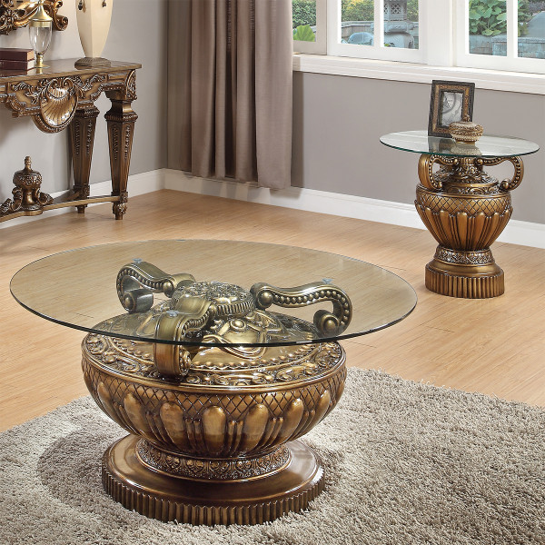 Homey Design Victorian 3-Piece Coffee Table Set HD-8908B - CTSET3