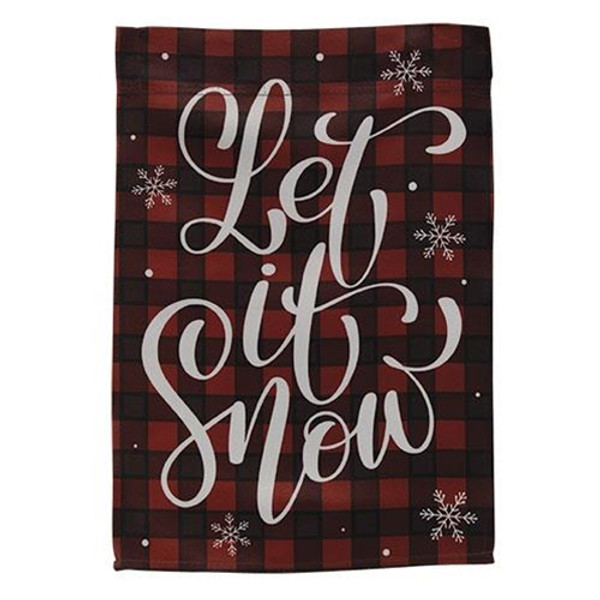 Let It Snow Buffalo Check Garden Flag G10220118 By CWI Gifts