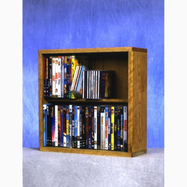 215-18 Wood Shed Solid Oak 2 Row Dowel DVD Cabinet Tower