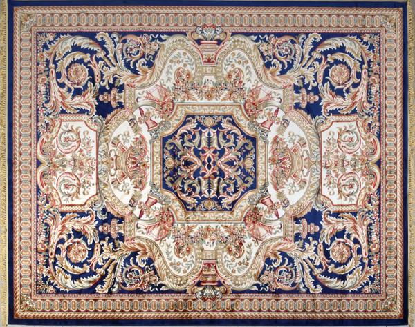 AFD Home Royal Aubusson Black Blue And Ivory 10X14 Rug 12020143