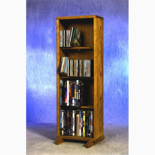 415-12 Wood Shed Solid Oak 4 Row Dowel DVD Cabinet Tower